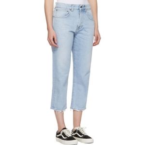 6397 Shorty Crop Straight Jeans in Classic Blue